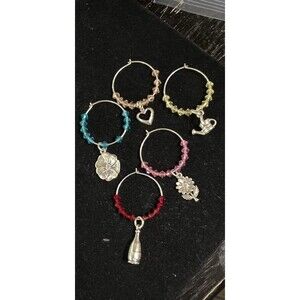 Wine Glass Charms Handcrafted Swarovski Crystal Set of 5